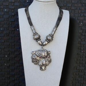 Rare Vintage Tiger Necklace Silver Large